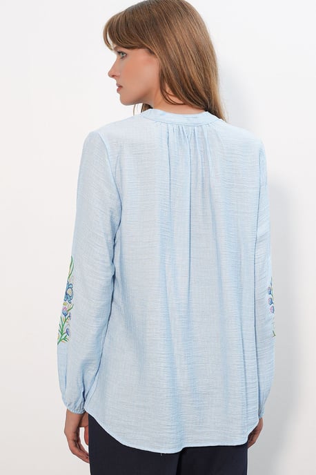 Gestickte Übergröße Crepe-Bluse - Image 6