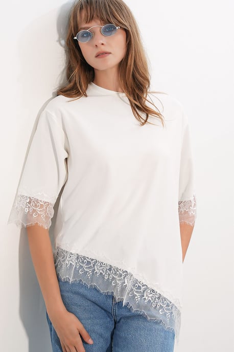 Oversized Spitzenstrickbluse - Image 3