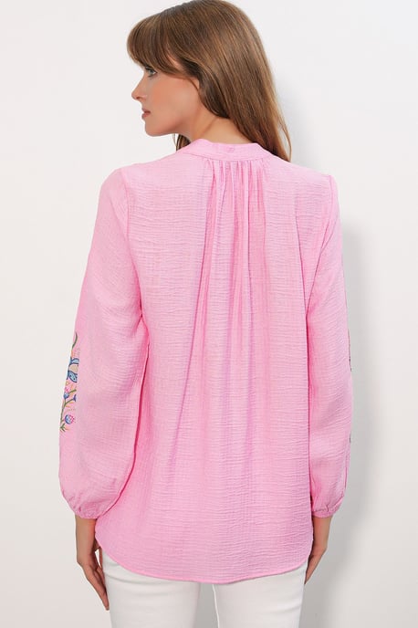 Bestickte Oversize-Crepe-Bluse - Image 6