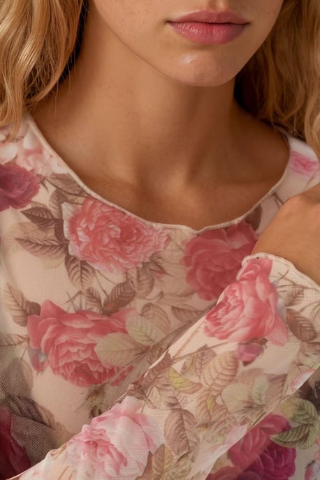 Muster Bluse mit langen Ärmeln und transparentem Stoff - Image 5