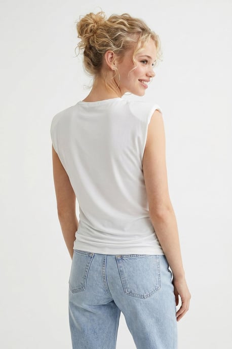 Ärmellose Cowl-Neck-Bluse - Image 4