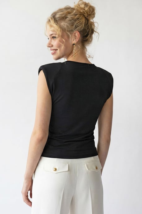 Ärmellose Bluse mit Schalkragen - Image 5