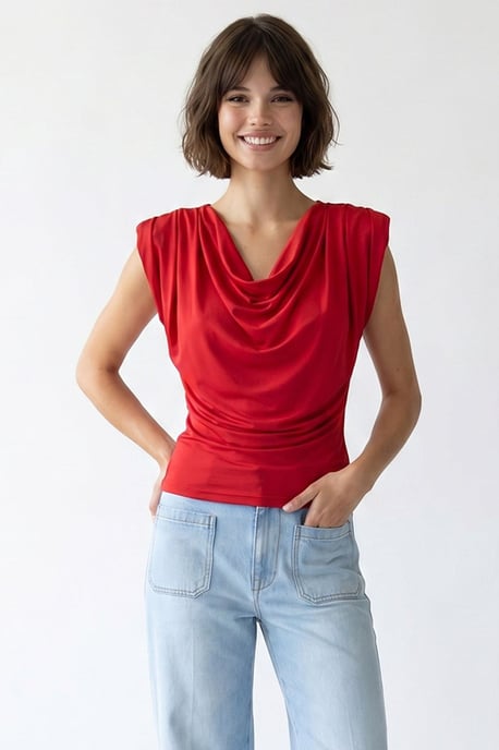 Ärmellose Bluse mit Schalkragen - Image 2