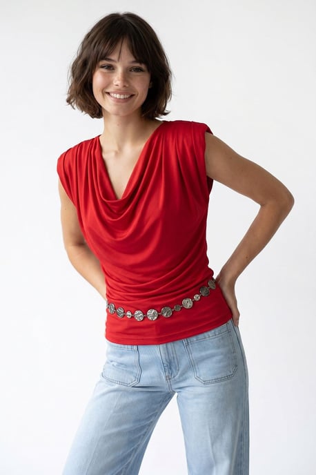Ärmellose Bluse mit Schalkragen - Image 4