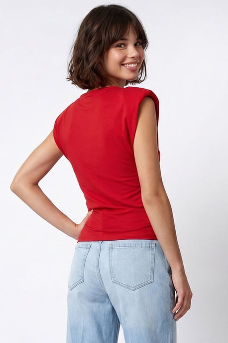 Ärmellose Bluse mit Schalkragen - Image 5