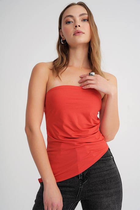 Trägerlose drapierte Bluse - Image 4