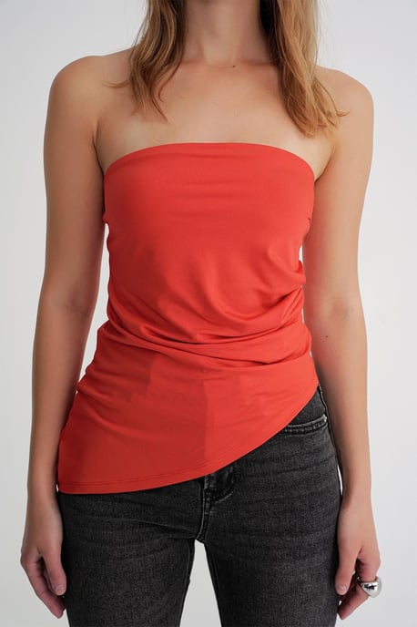 Trägerlose drapierte Bluse - Image 5