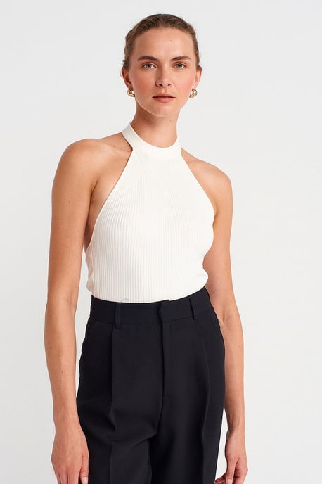 Rippennacken-Slim-Fit-Bluse - Image 1
