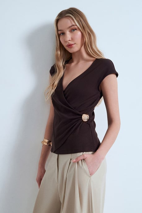 Damen Slim Fit Wickelbluse - Image 1