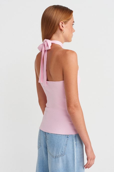 Gerippte Haltertop Slim-Fit Bluse - Image 2