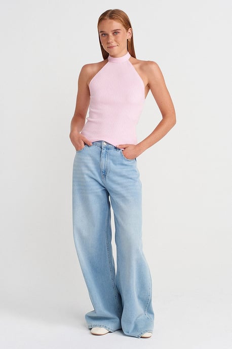 Gerippte Haltertop Slim-Fit Bluse - Image 4