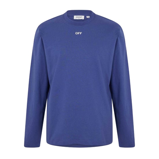 Off White - T-Shirt für Herren, Rundhalsausschnitt, Regulär, Langärmlig (Dunkelblau/Weiß) - Image 1