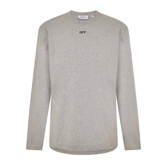 Off White - T-Shirt für Herren, Rundhalsausschnitt, Regulär, Langärmlig (Grau/Schwarz) - Image 1