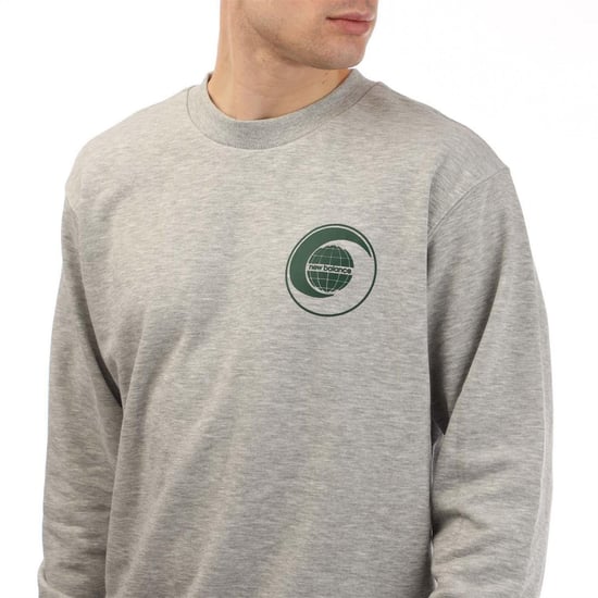 New Balance - T-Shirt für Herren, Sweatshirt-Stoff, leger (Grau) - Image 3