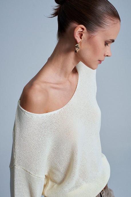 Damen Rippstrick Boot-Ausschnitt Pullover - Image 3