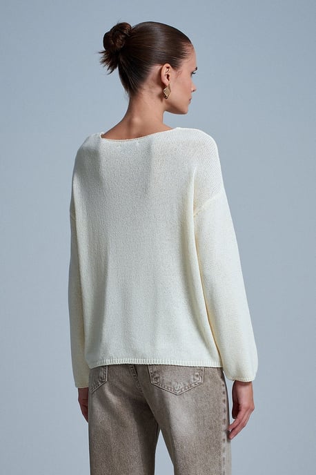 Damen Rippstrick Boot-Ausschnitt Pullover - Image 4