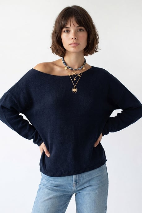 Übergroßer Bootsausschnitt-Strickpullover - Image 2
