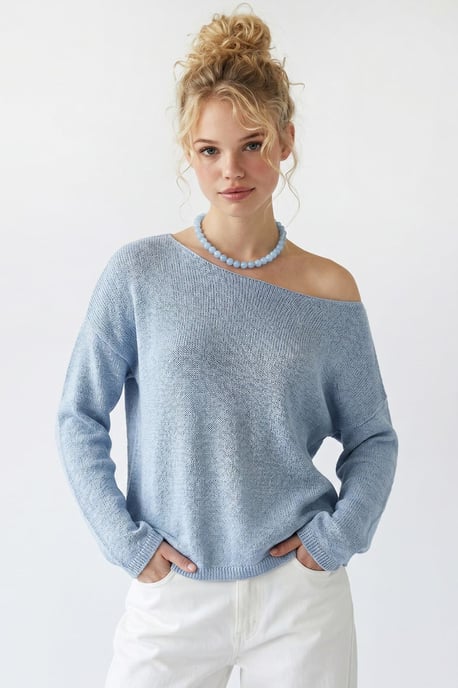 Übergroßer Bootsausschnitt-Strickpullover - Image 1