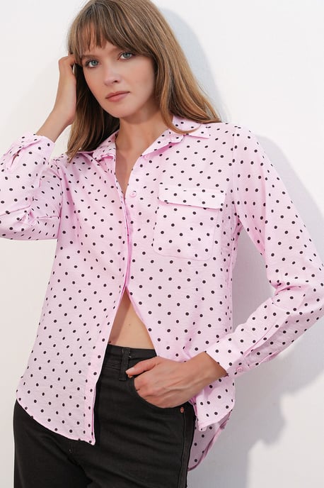 Übergroßes Polka-Dot Gewebtes Shirt - Image 3