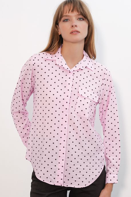 Übergroßes Polka-Dot Gewebtes Shirt - Image 4