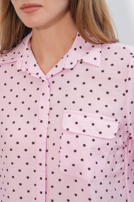 Übergroßes Polka-Dot Gewebtes Shirt - Image 5