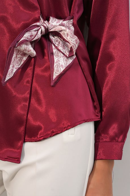 Damen Satin Hemd mit Krawattenfront - Image 5