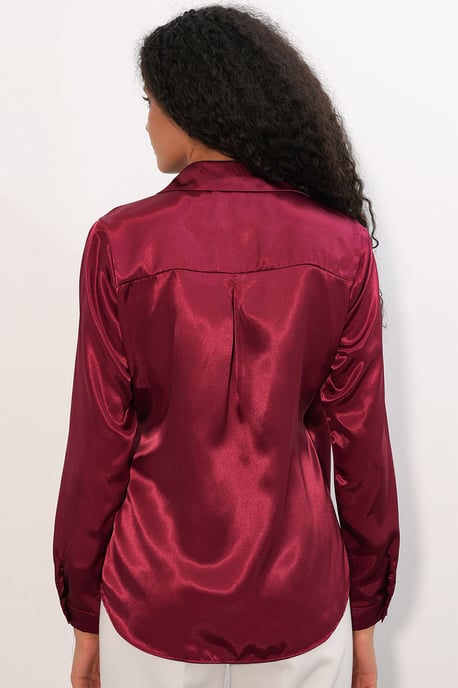 Damen Satin Hemd mit Krawattenfront - Image 6