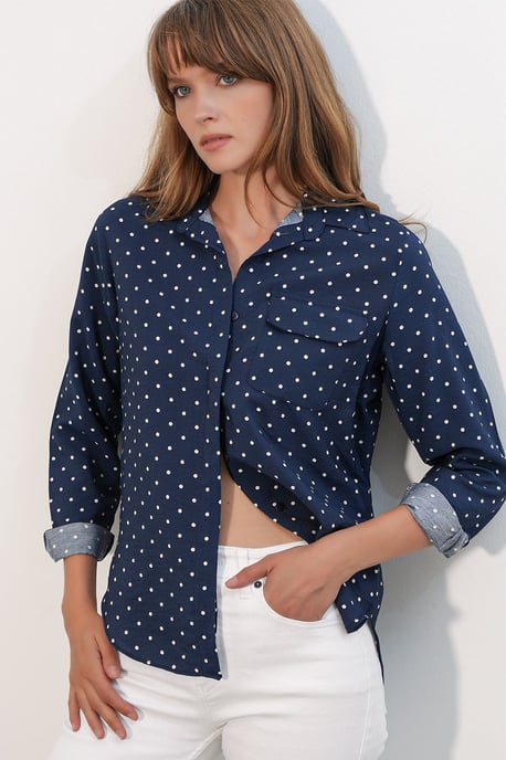 Oversized Punkte Gewebtes Hemd - Image 2