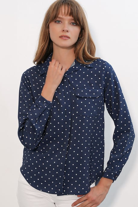 Oversized Punkte Gewebtes Hemd - Image 3