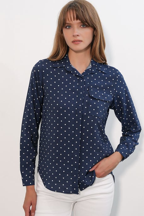 Oversized Punkte Gewebtes Hemd - Image 4