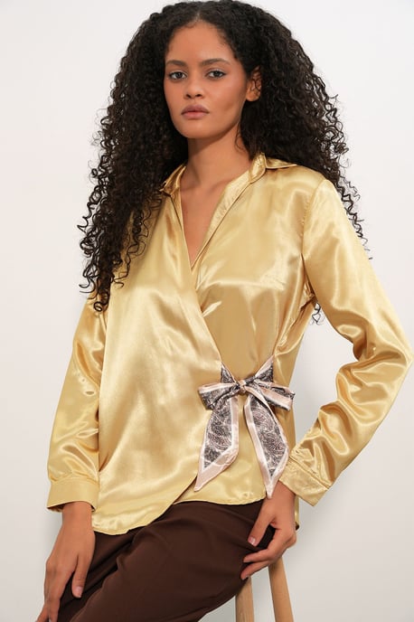 Damen Satin Krawatten-Shirt - Image 4