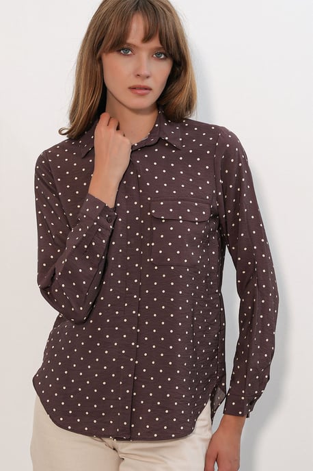 Übergrößiges Polka-Dot Gewebtes Hemd - Image 3