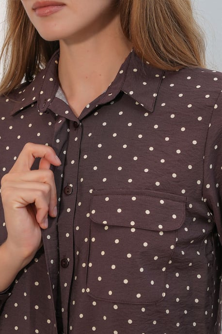 Übergrößiges Polka-Dot Gewebtes Hemd - Image 4