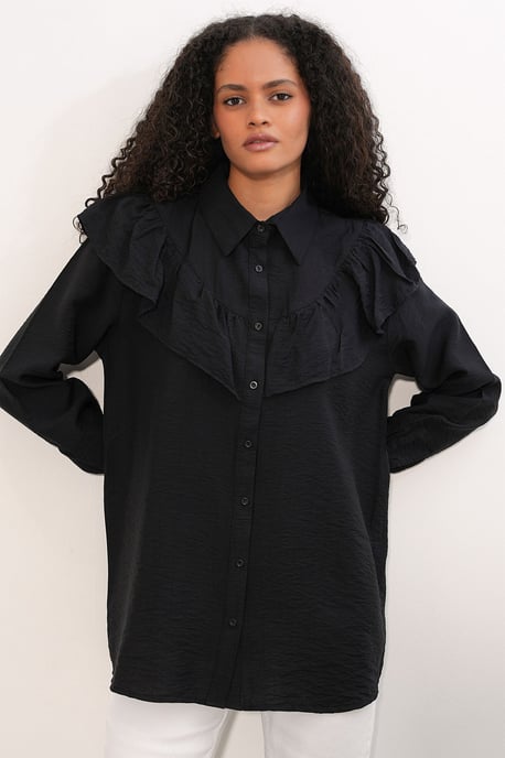 Langes Relaxed Texturiertes Shirt - Image 3