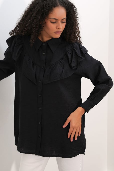 Langes Relaxed Texturiertes Shirt - Image 4