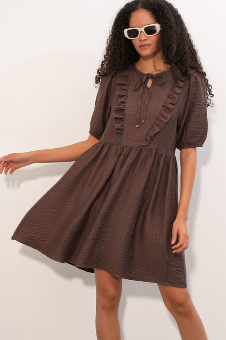 Damen A-Linien Mini Smock Kleid - Image 1