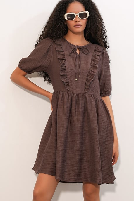 Damen A-Linien Mini Smock Kleid - Image 3