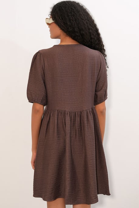 Damen A-Linien Mini Smock Kleid - Image 6