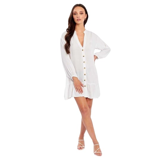 Influence - Minikleid für Damen, V-Ausschnitt, Langärmlig (Weiß) - Image 1