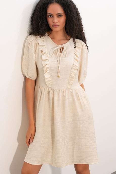 Damen A-Linien Mini Smock Kleid - Image 1