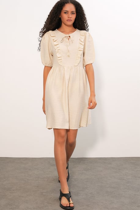 Damen A-Linien Mini Smock Kleid - Image 2