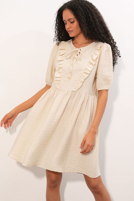 Damen A-Linien Mini Smock Kleid - Image 3