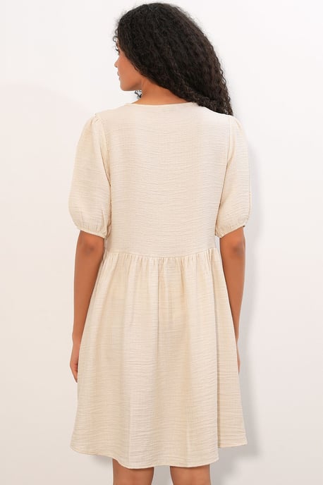 Damen A-Linien Mini Smock Kleid - Image 6