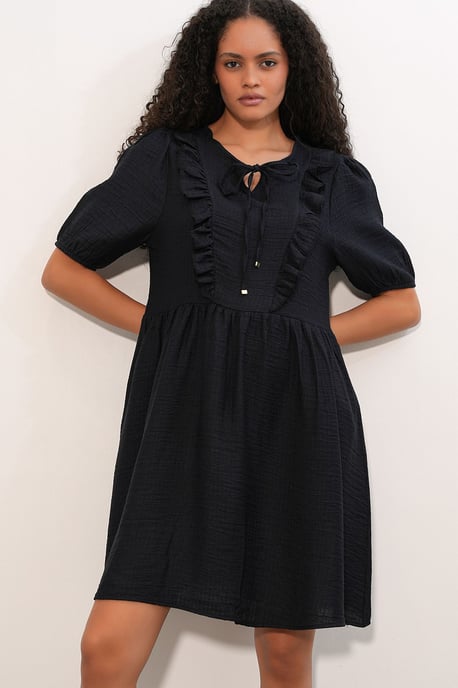 Damen A-Linien Mini Smock Kleid - Image 2