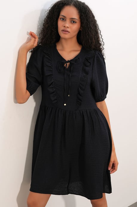 Damen A-Linien Mini Smock Kleid - Image 3