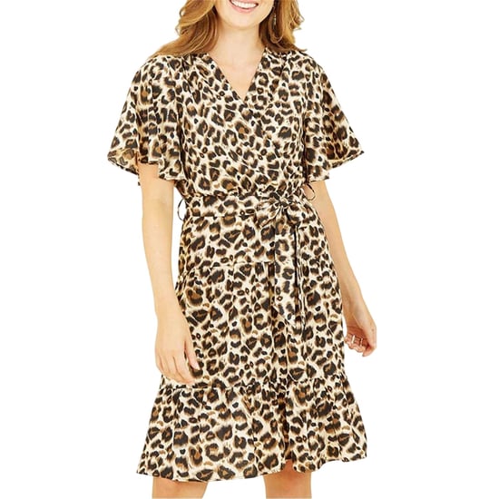 Mela London - Kleid mit ausgestelltem Rock für Damen, V-Ausschnitt (Braun) - Image 3