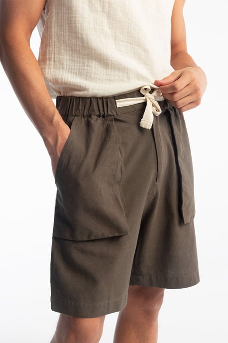 Regulär geschnittene Leinenmix-Shorts mit Kordelzugbund - Image 3