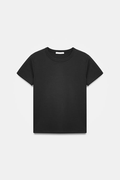 Damen Unifarbene Rundhalsausschnitt T-Shirt - Image 5