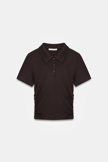 Damen Crop Slim Fit Polo T-Shirt - Image 5