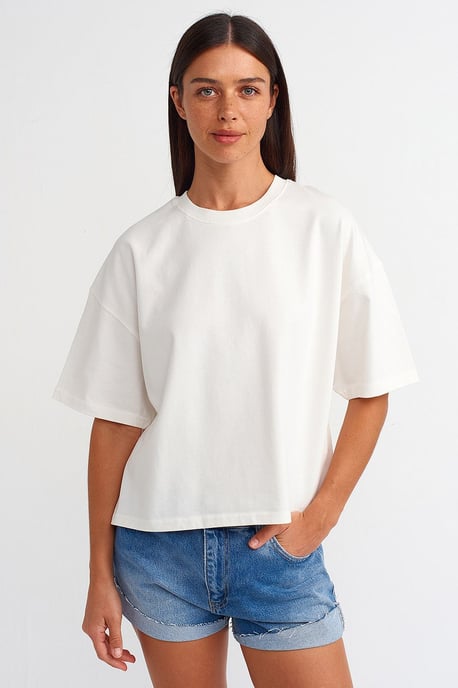 Übergroßes Baumwoll-Crewneck-T-Shirt - Image 1